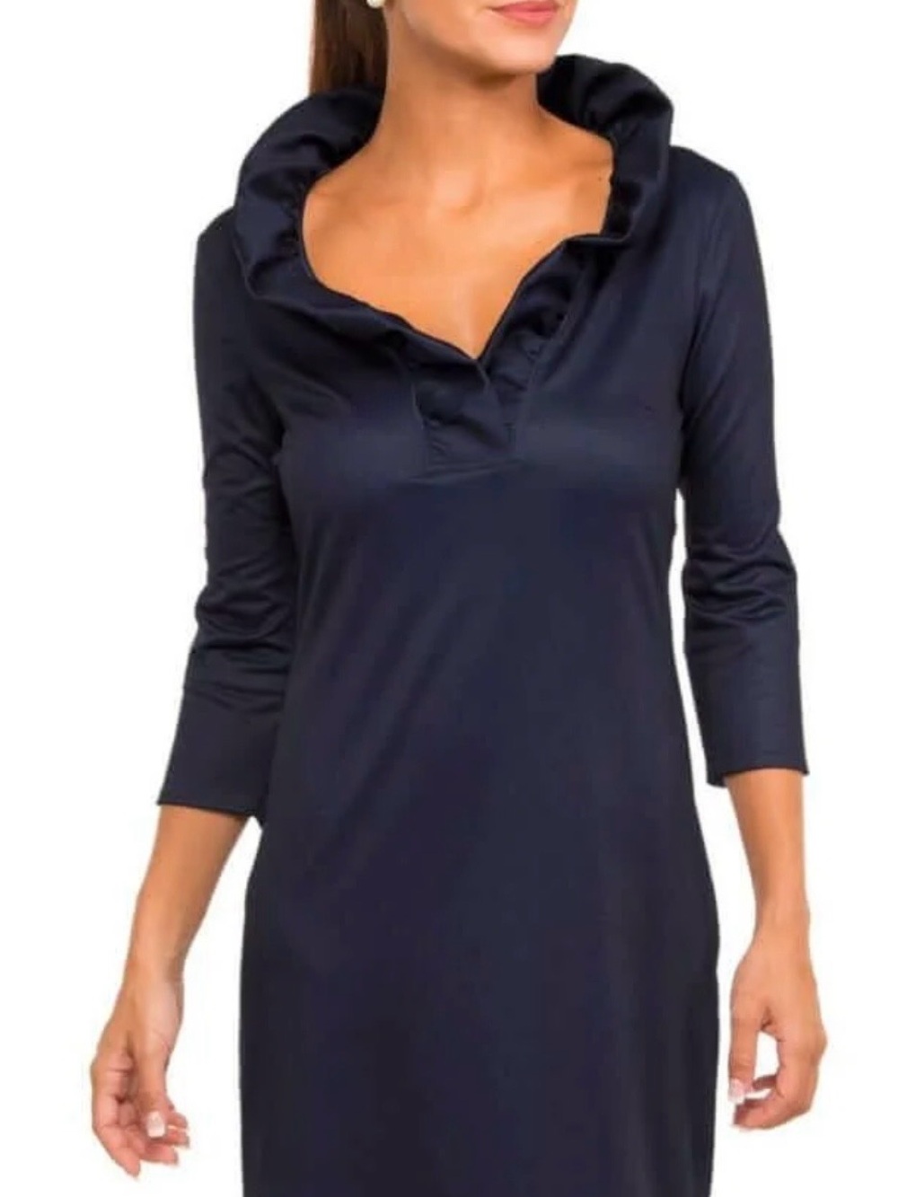 Gretchen Scott Designs Navy Ruffle-Collar  Dress